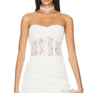 Elegant White Lace Strapless Top